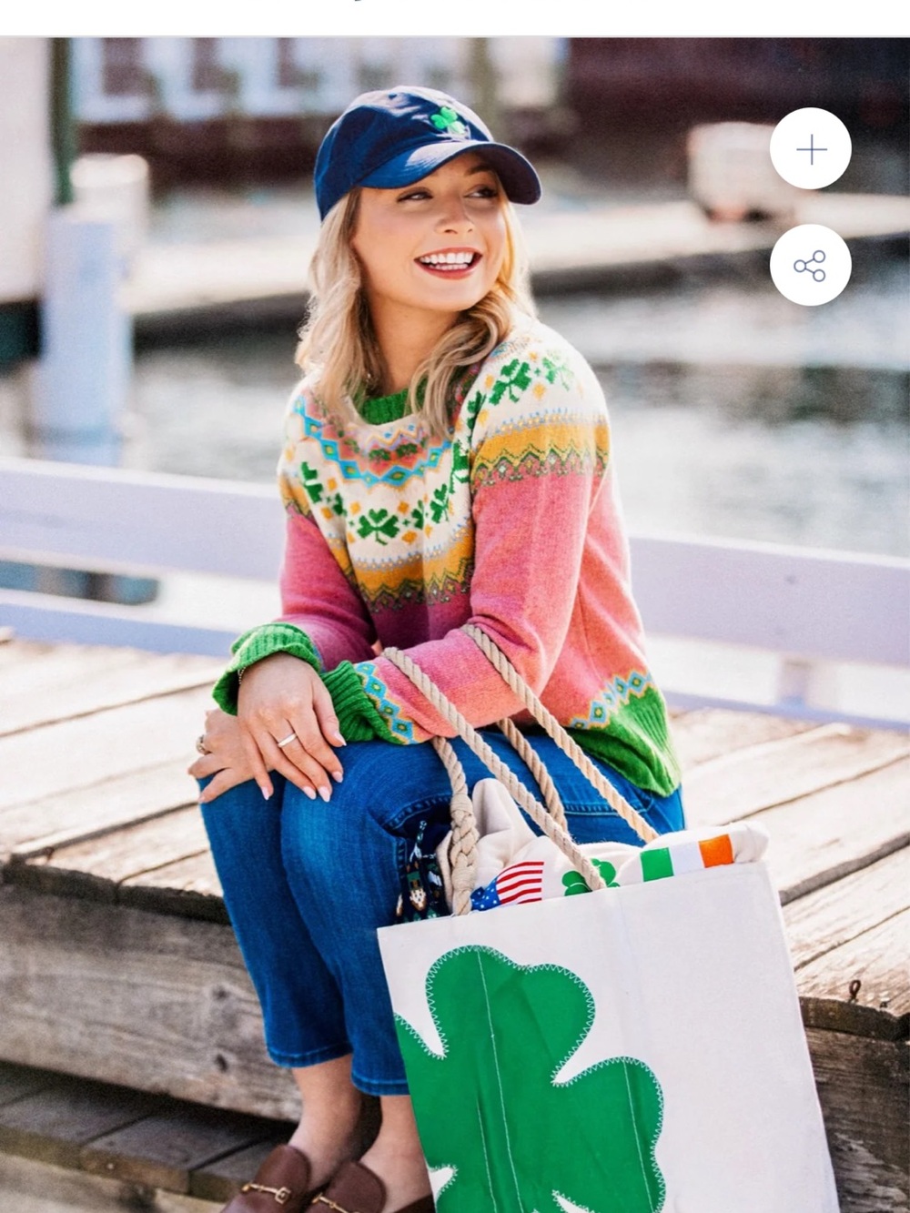 Kiel James Patrick Pink, Green & Yellow Fair Isle Crewneck Sweater - Picture 5 of 5